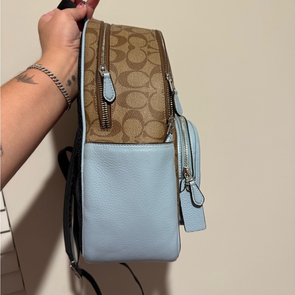 Coach Signature Brown and Light Blue Backpack - Picture 3 of 4